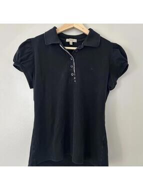 Burberry navy blue polo shirt with white contrast trim